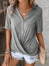 Twist Hem Button Front Tee